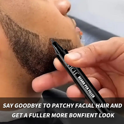 Beard Filler Pencil with Brush — Waterproof Long-Lasting Beard Pencil for Fuller Thicker Beard | Fills Sparse Patchy Beard & Mustache | Men's Grooming Tool | Black & Dark Brown | 1pc or 2pcs