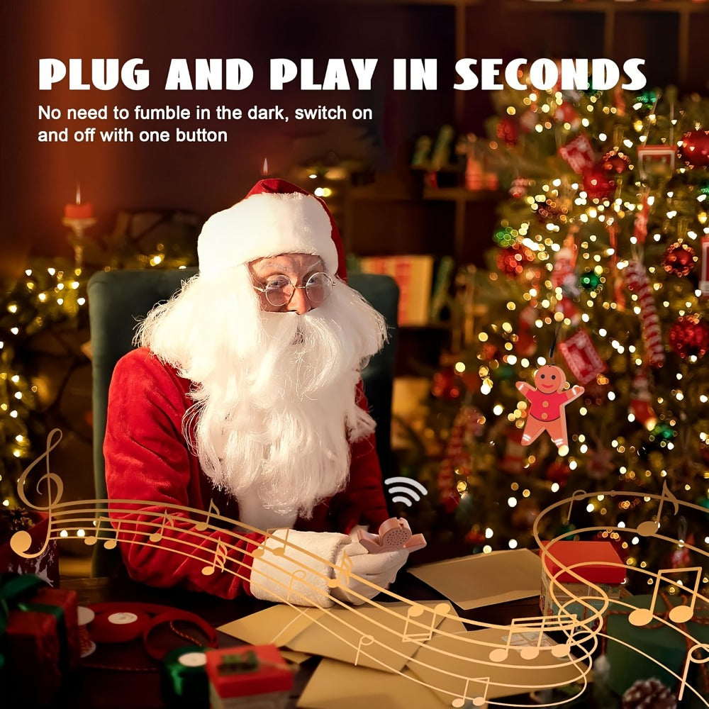 Christmas Tree Remote Control Socket with Built-in Music Function – Wireless 100-Foot Range Outlet Switch for Holiday Lights & Decorations, Gingerbread Design, Easy Plug-In Setup