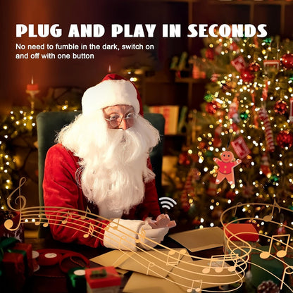 Christmas Tree Remote Control Socket with Built-in Music Function – Wireless 100-Foot Range Outlet Switch for Holiday Lights & Decorations, Gingerbread Design, Easy Plug-In Setup