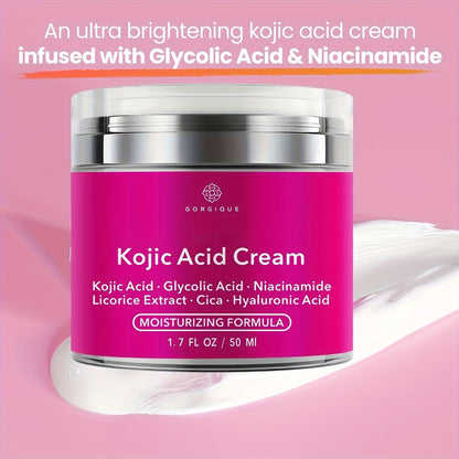 Face Cream Kojic Acid and Hyaluronic Acid 50ml Formula in One-Jar or Two-Jar Pack Options for AM and PM Use