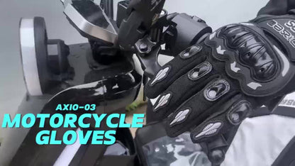 Motorcycle Gloves Full Finger Summer Breathable Touchscreen Hard Shell Protection Non-Slip Motocross Racing Gloves for Men Women, Black Red, M L XL