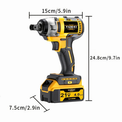 Power Tools YUNXI 21V Brushless Cordless Impact Wrench Kit with 4000mAh Battery and Configurable Accessories