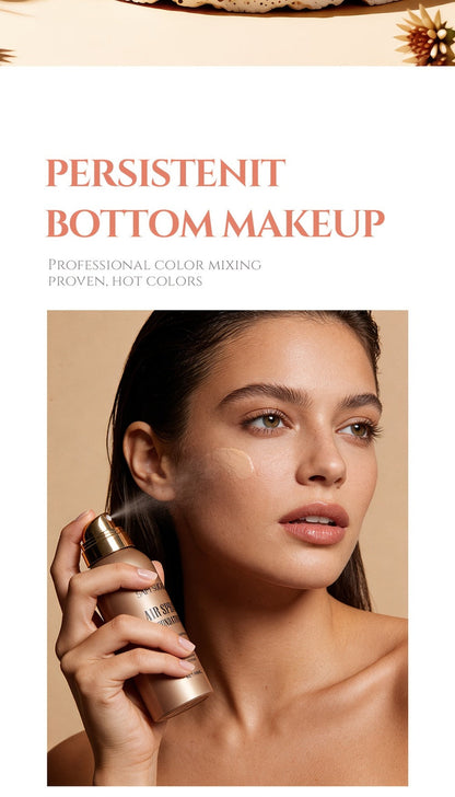Spray-Format Face Foundation with Brush in Three Exact Numbered Checkout Shade Options for Face Makeup