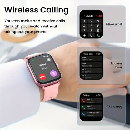 Smartwatch with Free Bonus Strap, 1.83" Full Touch Screen, Phone Answering & Message Notifications, Step & Calorie Pedometer, Multiple Exercise Modes, Weather Alerts, Heart Rate Monitor – Men & Women Android & iPhone