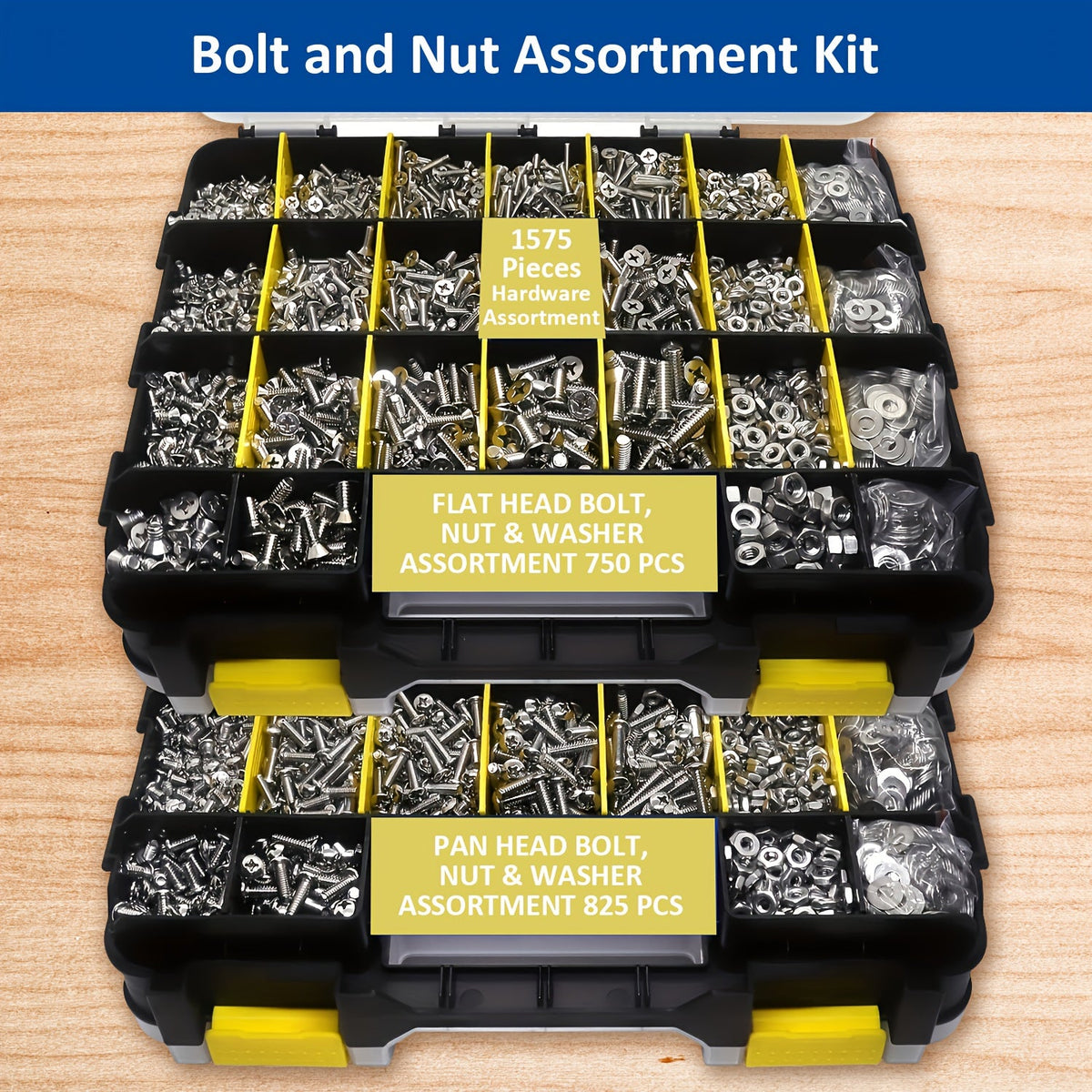 1575pcs 304 Stainless Steel Nuts and Bolts Assortment Kit for Entryways, Bedrooms and Living Spaces