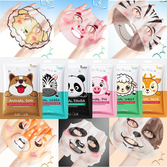 Cute Animal Print Hydrating Face Mask 12pcs Panda Zebra Puppy Sheet Masks – Moisturizing Skincare for Spring Summer, Fun Gift for Girls Women Teens All Skin Types