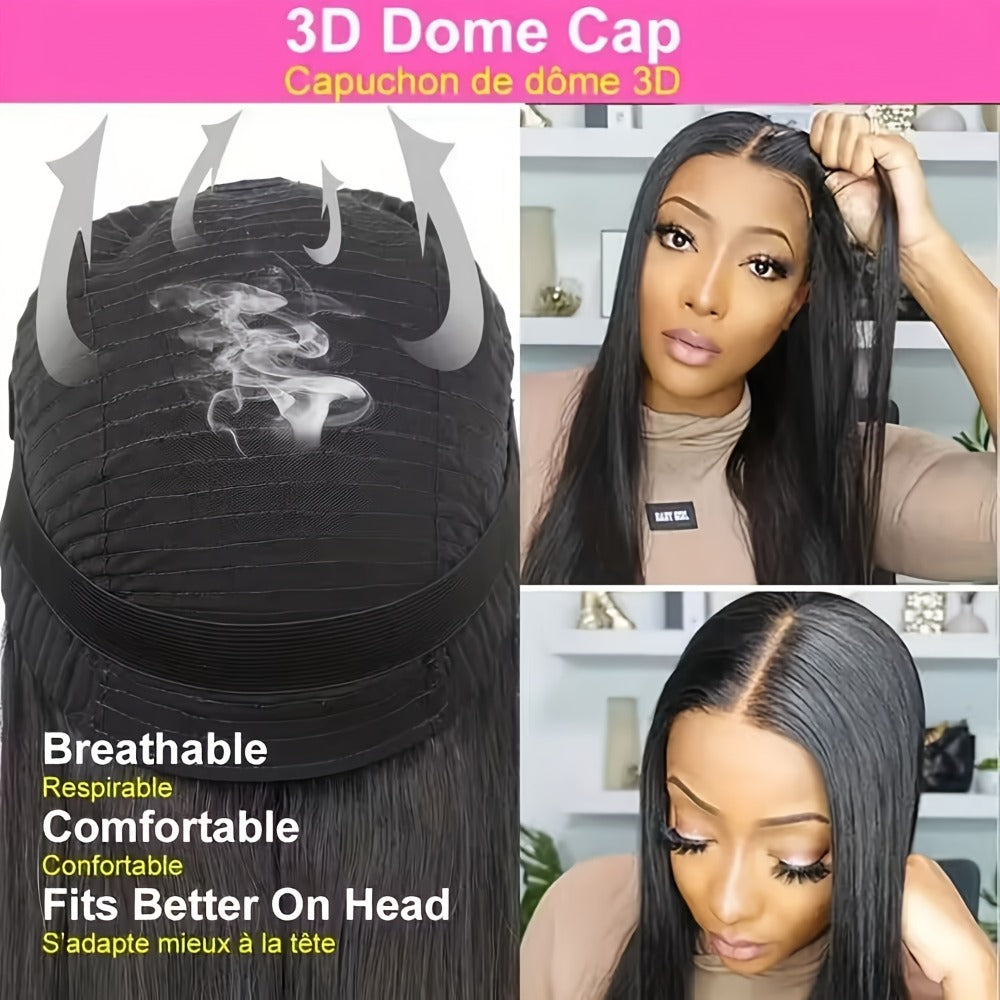 Put On and Go Glueless Human Hair Wig Bone Straight – Pre Cut 6x4.5 Transparent Lace 200% Density Pre Plucked, Ready to Wear in 3 Seconds, Natural Black & Natural Color, 10–34 Inch