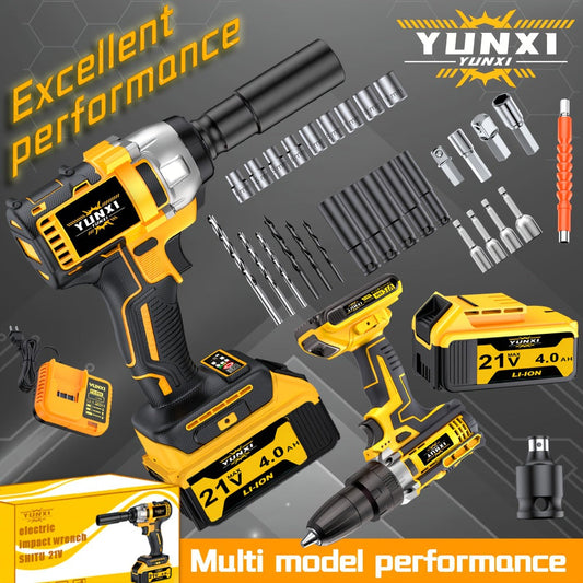 21V Cordless Drill Brushless Impact Wrench Multifunctional – Lithium Battery, Quick Charger, Variable Speed, Tighten Screws & Bolts, Compact Power Tool for Home, Car Repair & DIY – Multiple Battery & Bundle Configurations