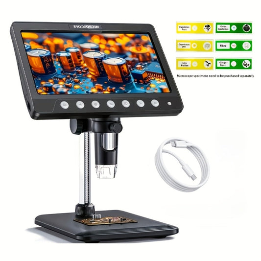 1200X Digital Microscope 7-Inch IPS Screen – WINWEND USB Coin & Soldering Microscope with 8 Adjustable LED Lights, HD Display for Coin Inspection, PCB Repair, Science & Windows Compatible