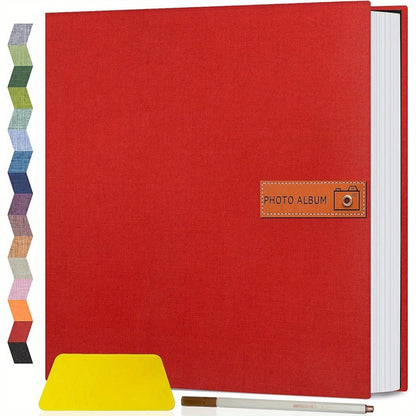 Self-Adhesive Linen Photo Album with 40- or 60-Page Options, Two Cover Sizes, Metal Pen and 12 Colors