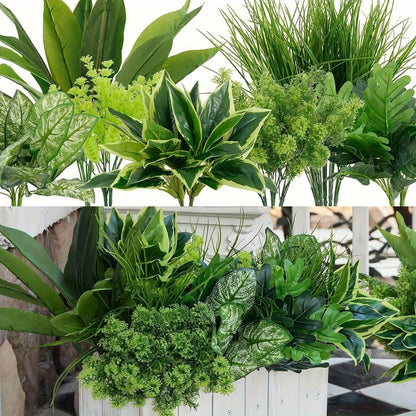 Artificial Boxwood Stems 9-Pack UV Protected – Faux Plastic Greenery for Indoor Outdoor Decor, Hanging Garden, Porch, Window Box, Wedding & Farmhouse Home Decoration, Realistic Fake Plants
