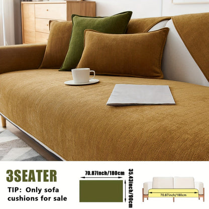 Sofa Cover Ribbed Chenille Stretch Panels with Non-Slip Design for 1 to 4 Seats, Armrests or Cushions