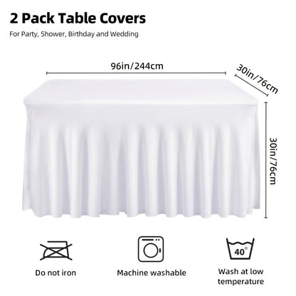 Pleated Rectangle Table Skirts in Black or White with One-, Two- or Four-Piece and Four-Foot Options