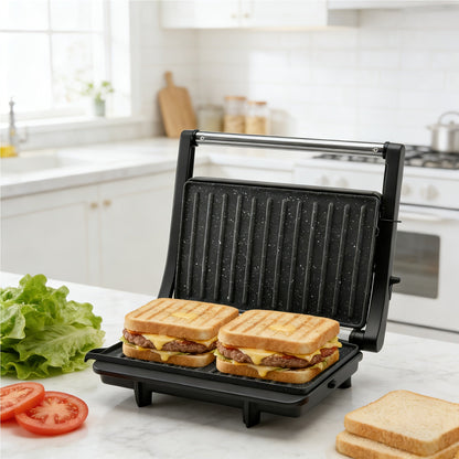 Panini Press Grill 3-in-1 Electric Indoor Grill with Non-Stick Plates - 180° Flat Grill Sandwich Maker with Floating Hinge Grease Tray Temperature Control, Compact Countertop Grill for Home Dorm Office