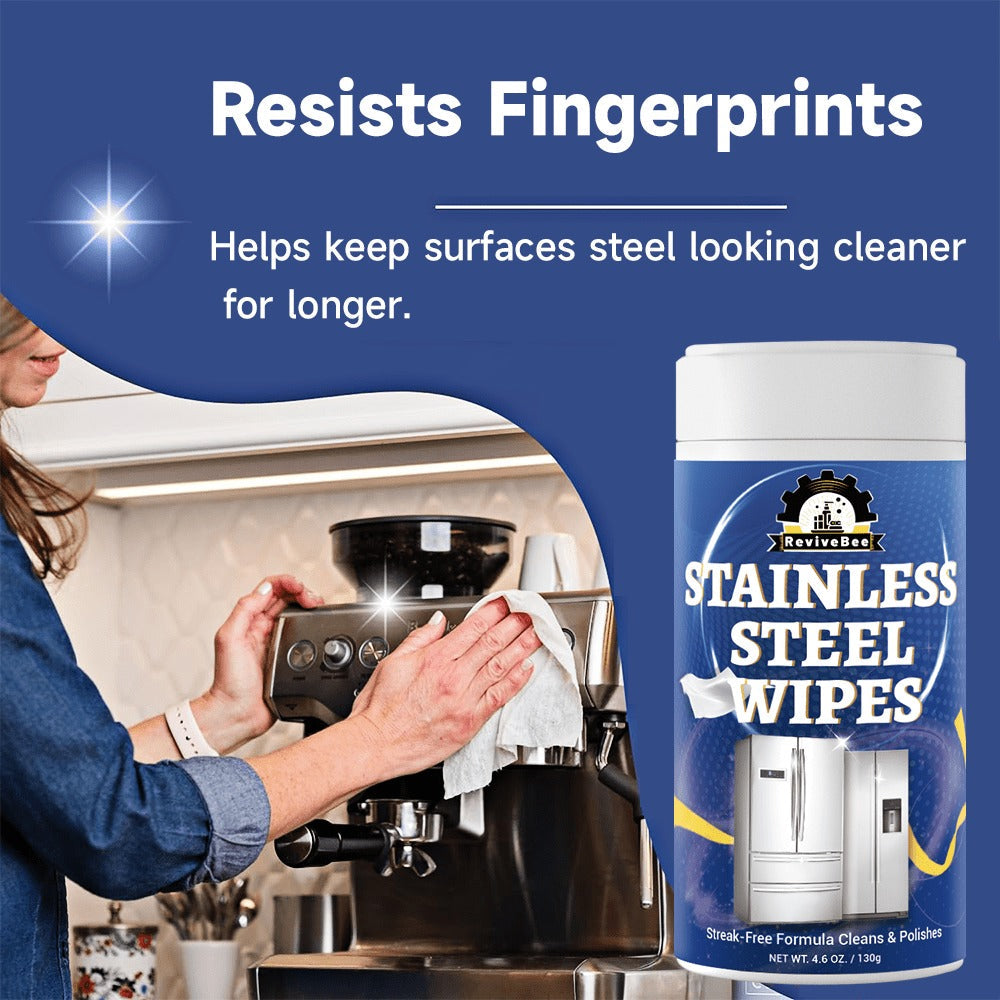 Stainless Steel Cleaning Wipes in One or Two Barrel Packs for Kitchen Appliances, Sinks, Cookware and Surfaces