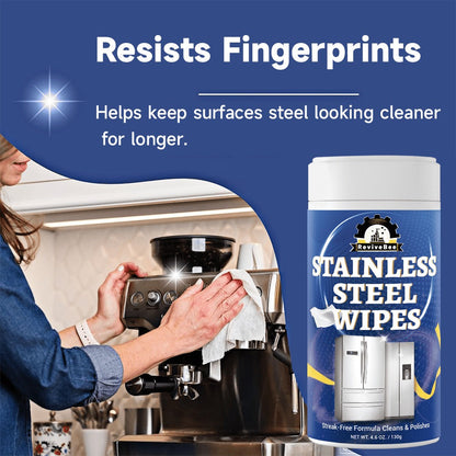 Stainless Steel Cleaning Wipes in One or Two Barrel Packs for Kitchen Appliances, Sinks, Cookware and Surfaces