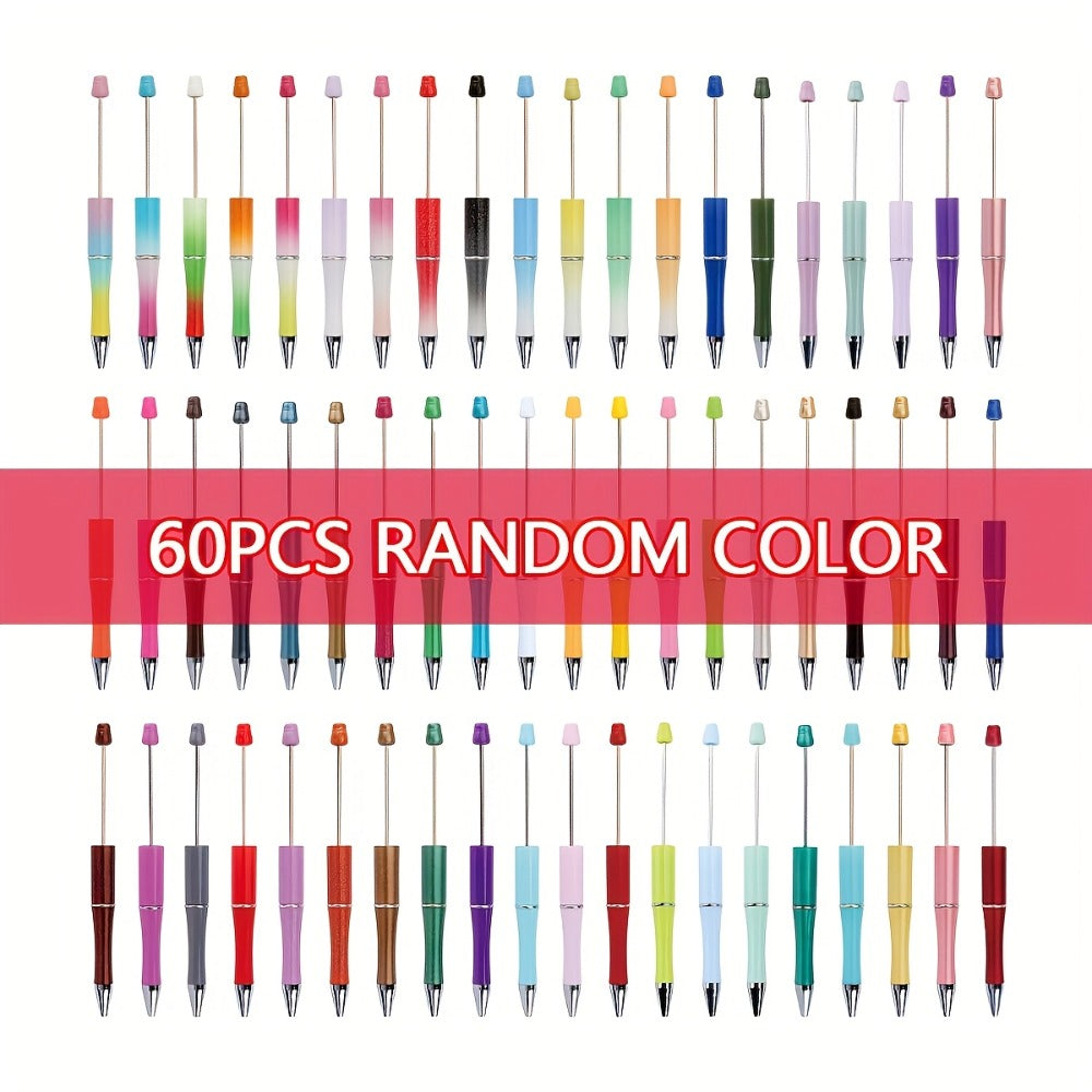 Bulk Beadable Ballpoint Pens with Black Ink, Assorted Random Colors and 40- or 60-Piece Options