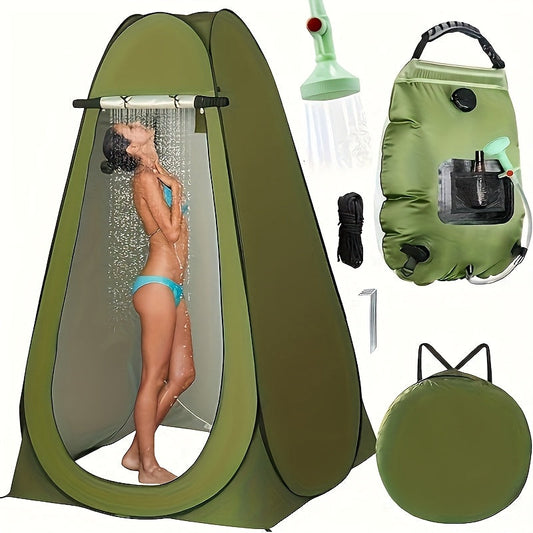 Camping Shower Tent Kit Pop Up Privacy Tent Solar Shower Bag 20L