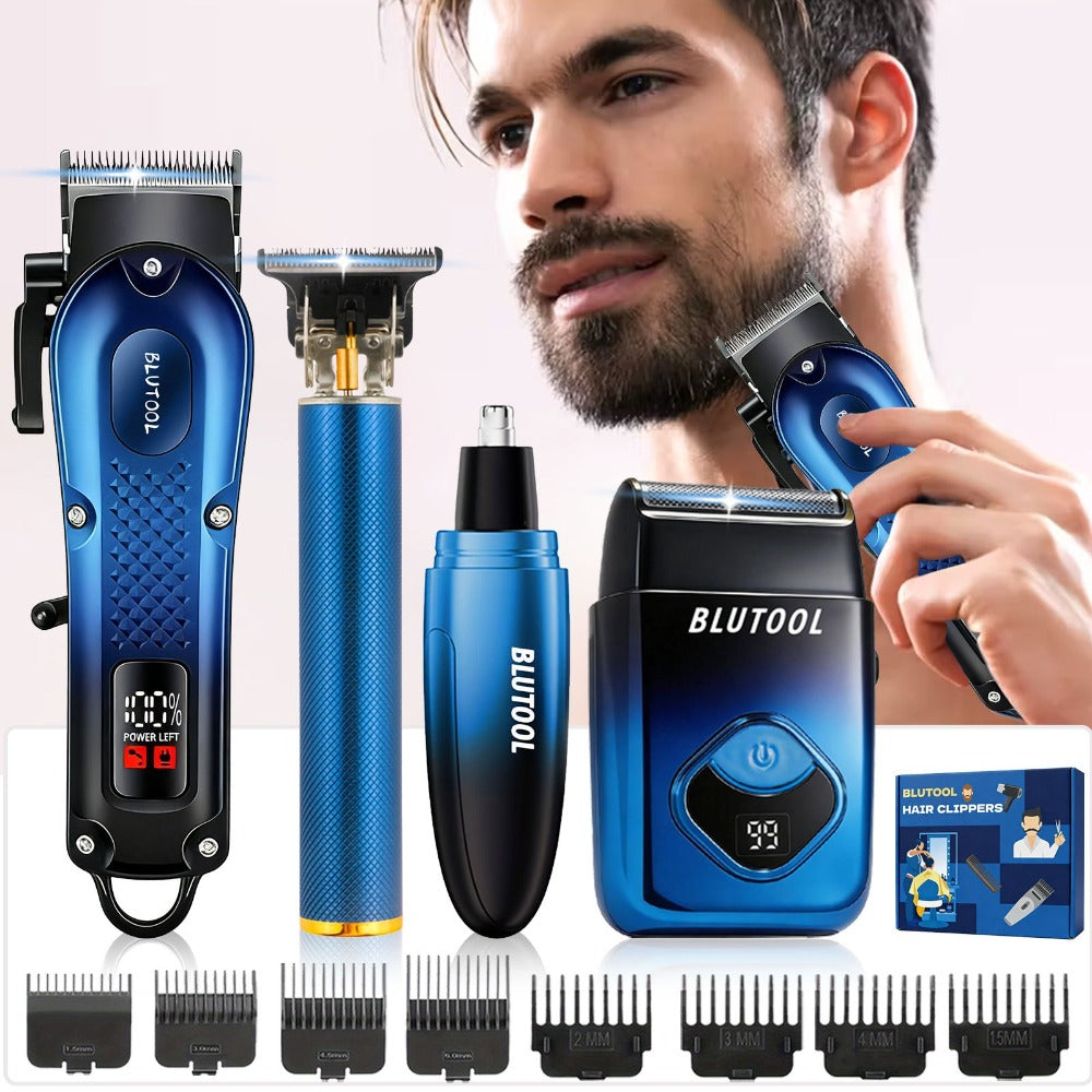 Hair Clippers & Trimmers BLUTOOL Blue or Black Multi-Tool Sets with LCD Displays, USB Charging and Three Models