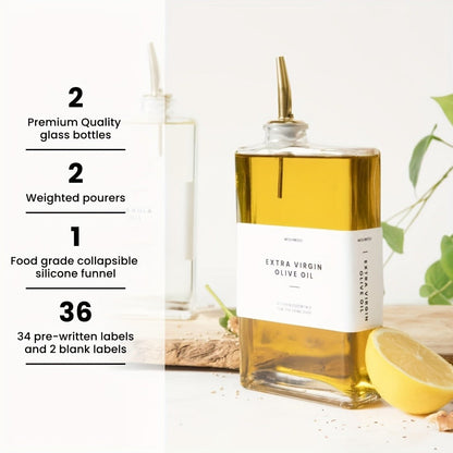 Glass Oil Dispenser Bottle 350ml - Olive Oil Vinegar Soy Sauce Coffee Syrup Dispenser for Kitchen