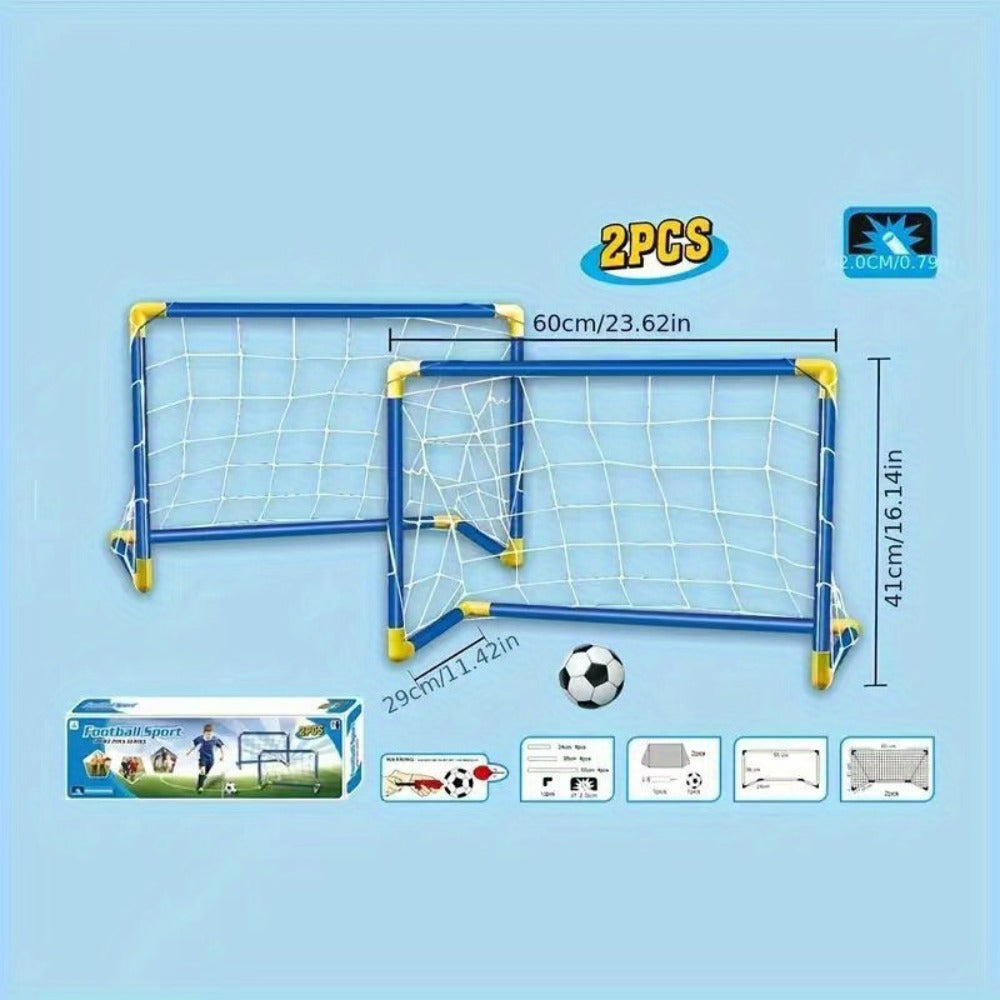 Kids Youth Football Goal Set, 2pcs Portable Easy-Assemble Soccer Goals for Indoor & Outdoor Play