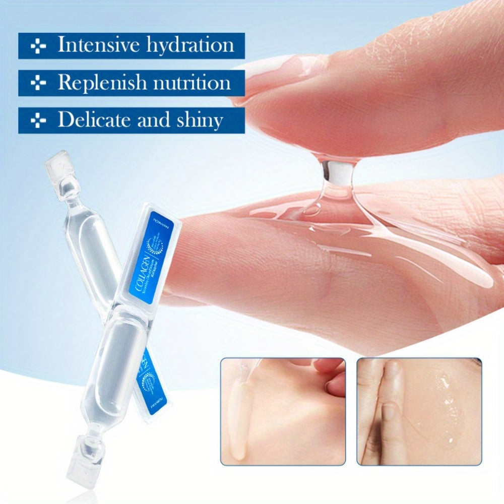 Face Serum Collagen Ampoule Set with 30 Individually Packed Blue Essence Vials in a Retail Box