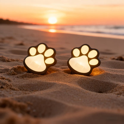 Solar Paw Print Garden Lights 2-Pack, LED Outdoor Path Lights IPX4 Waterproof, Lawn Terrace Yard Decor for Wedding Party Christmas Valentine