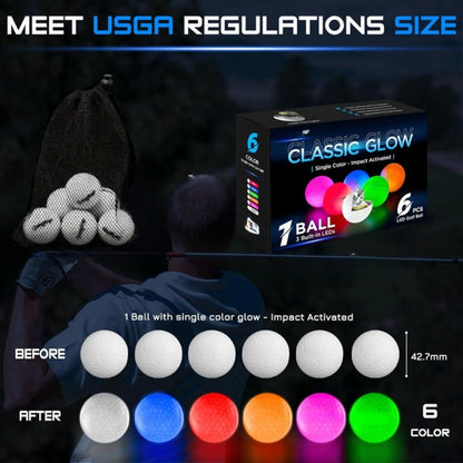 LED Golf Balls Glow in the Dark – Ultra-Bright 3-LED Night Golf Balls with 8-Min Reset Timer & Mesh Bag, 3 or 6 Pack | Best Night Golf Gift for Men Women Teens Beginners