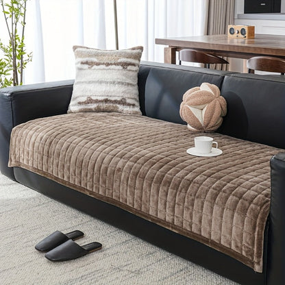 Plush Sofa Cushion Cover in Coffee, Gray or White with Two-, Three- and Four-Seat Size Options