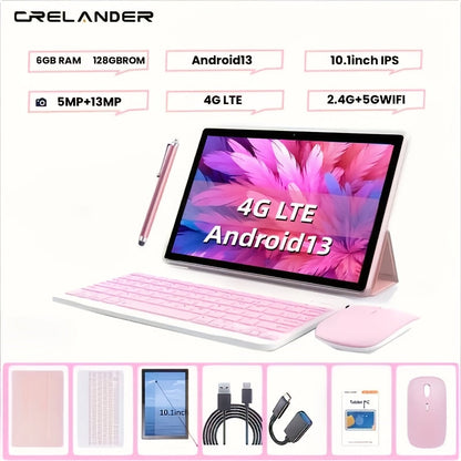 Android Tablet 10.1-Inch with Android 13, 6GB Total RAM, 128GB Internal Storage and Dual 4G LTE SIM