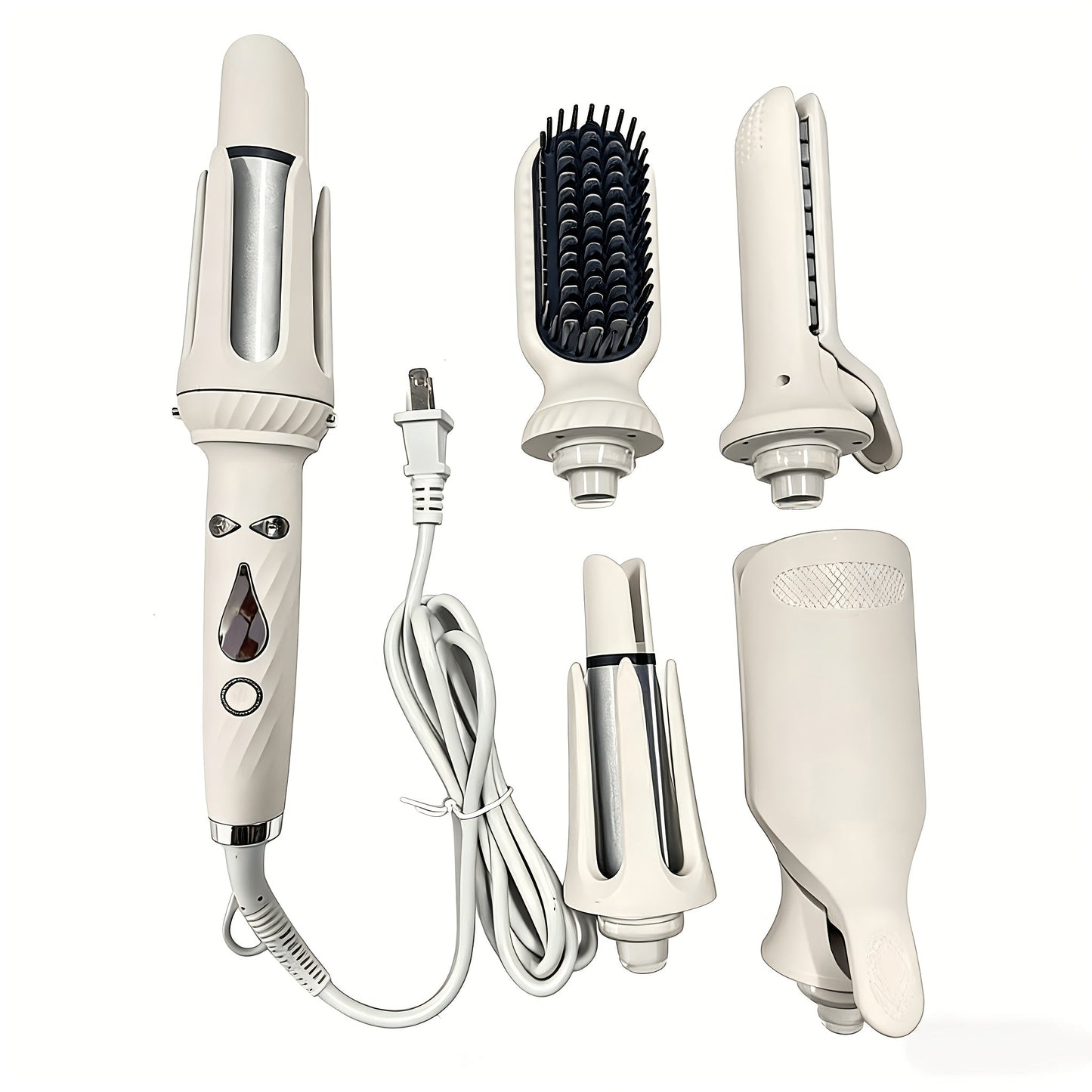 5-in-1 Hair Styler Set with Interchangeable Curling Wand & Straightening Brush - Multi Barrel Curling Iron Kit for Waves, Curls & Volume, Works on All Hair Types, Salon Results at Home, 3 Colors