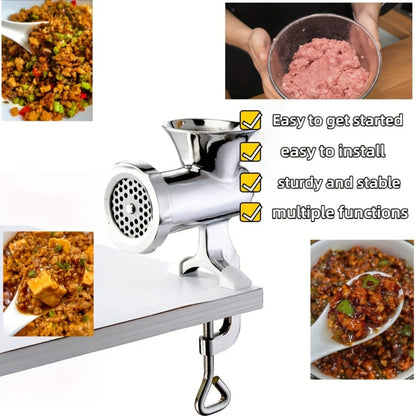 Size 5 Manual Meat Grinder with Table Clamp, Hand Crank, Cutting Plate, Blade and Sausage Nozzle