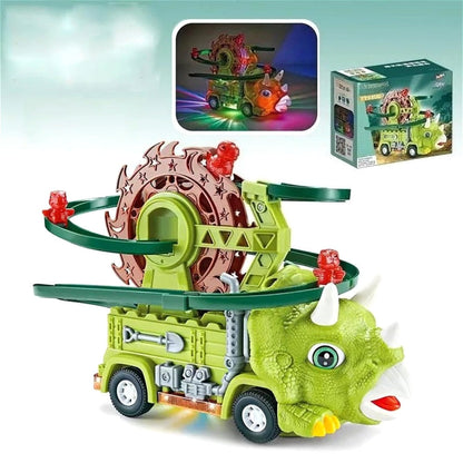 Toddler Dinosaur Track Set Orbital Triceratops Electric Stair Slide Roller Coaster Toy with Lights & Music | Sensory Learning Toy for Boys Ages 1 2 3 | Best Toddler Birthday Christmas Gift