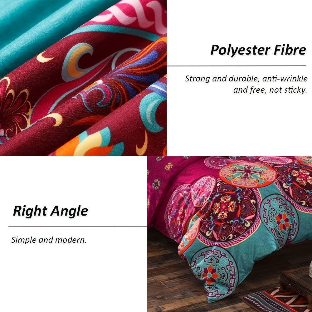 Bohemian Floral Quilt Set in Rose Red, Scarlet Red or Dark Pink with Twin, Queen and King Sizes