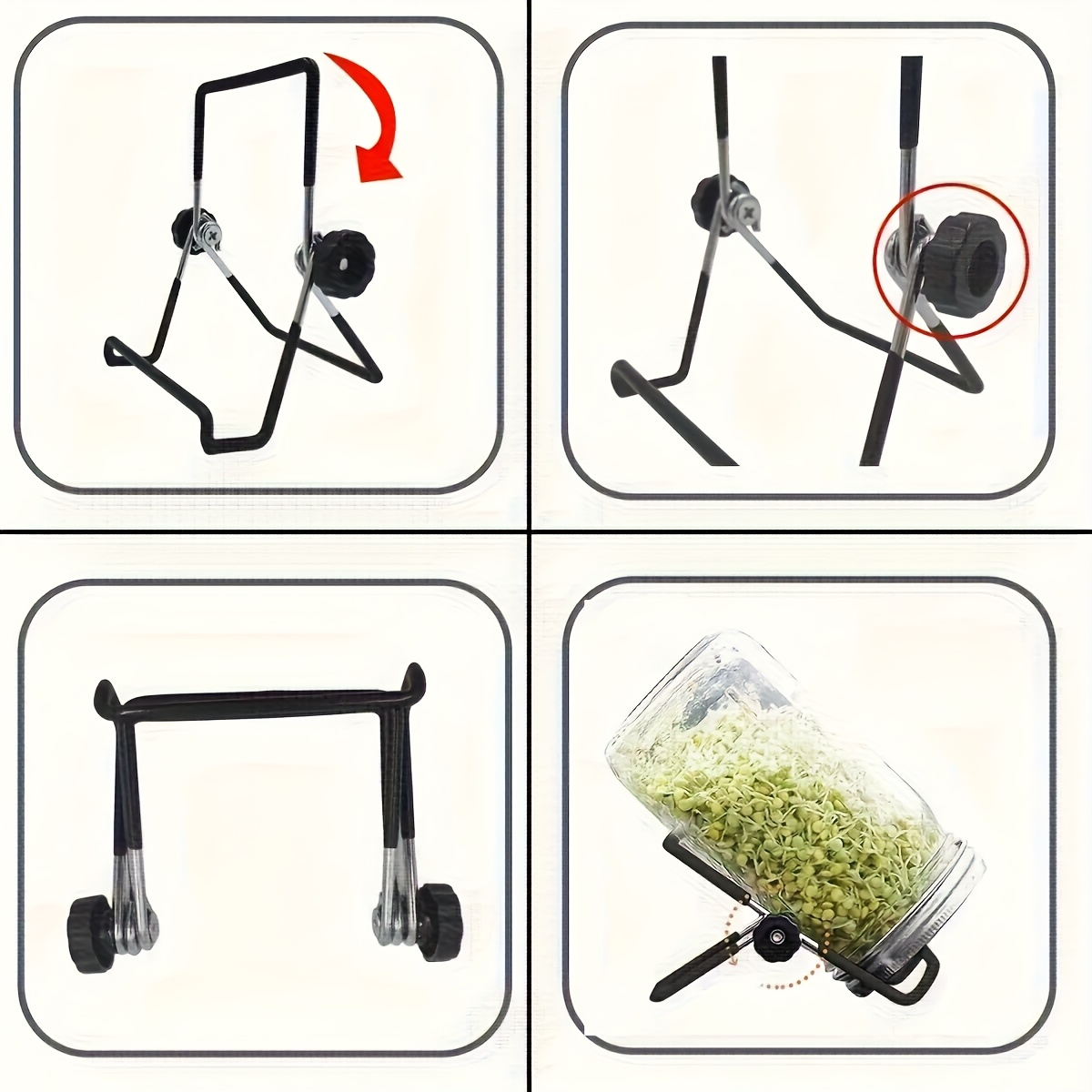 Sprouting Lids for Mason Jars 316 Stainless Steel Screen | 2pcs Lids & 2pcs Stands Wide Mouth Germination Kit | Bean Sprouts Broccoli Alfalfa Salad Seeds