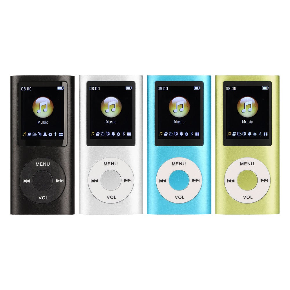 Slim MP3 Player with 64GB Card Support, 1.8-Inch LCD, Earphones and Cable in Silver, Black, Blue or Green