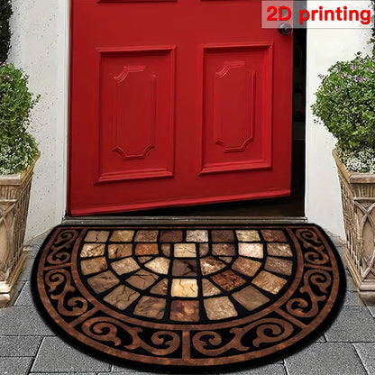 Door Mat Semi Circle Non-Slip | Luxury Velvet Entryway Living Room