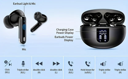 Black or White Stem-Style Translation Earphones with Digital Charging Case and Two Color Options