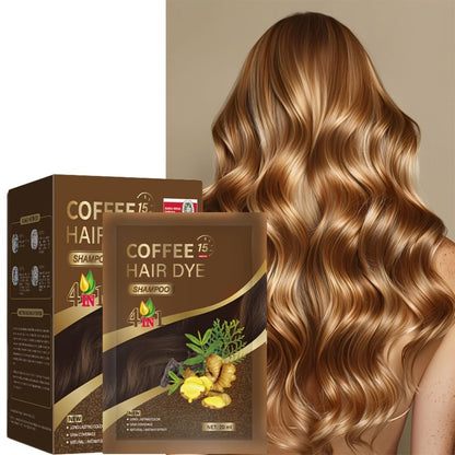 Hair Color Shampoo Sachets 10-Pack with Black, Deep Coffee, Coffee and Chestnut Brown Shade Options