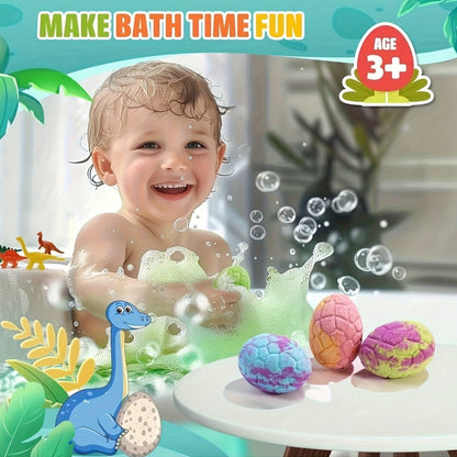 Dinosaur Bath Bombs for Kids with Hidden Toy Inside 6 Pack — Fizzy Colorful Bath Balls with Collectible Dino Surprise | Safe for Sensitive Skin | Fun Bath Gift for Boys & Girls Birthday Easter Holiday