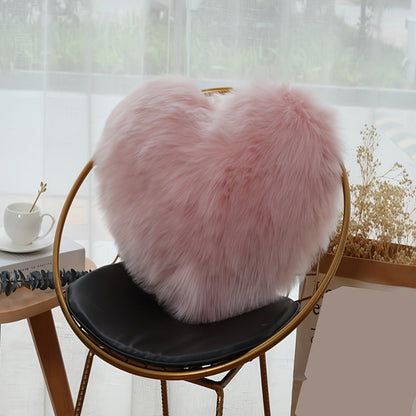 Heart-Shaped Plush Decorative Pillow Cover in Red or Pink with 16.93- and 17.72-Inch Size Options
