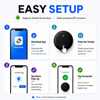 Two-Pack Round Android Find My Device Trackers with Black Key Ring Holders and Replaceable Batteries