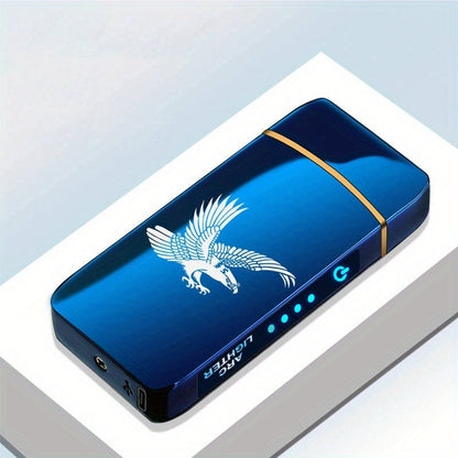 Electric Plasma Lighter USB Rechargeable – Windproof Dual Arc, LED Power Display, Touch Induction | Compact Metal Design for Outdoor Camping, Hiking & Survival | 2 Colors & 6 Styles