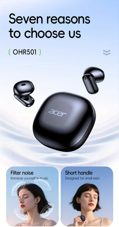 Acer OHR501 Dolby Surround Sound Wireless Earbuds Bluetooth 5.4 Semi-In-Ear TWS Intelligent Noise Cancellation Fingerprint Touch Control Ultra-Low Latency Type-C Fast Charging 8 Colors