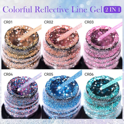 Reflective Line Nail Art Gel Set with Three 5ml LILYCUTE Bottles, Slim Liner Brushes and Two Color Group Options