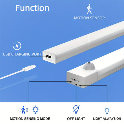 Motion Sensor Cabinet Light 6 Pack - USB-C Rechargeable LED Under Cabinet Lighting for Home Cooking, Dining and Outdoor Meals