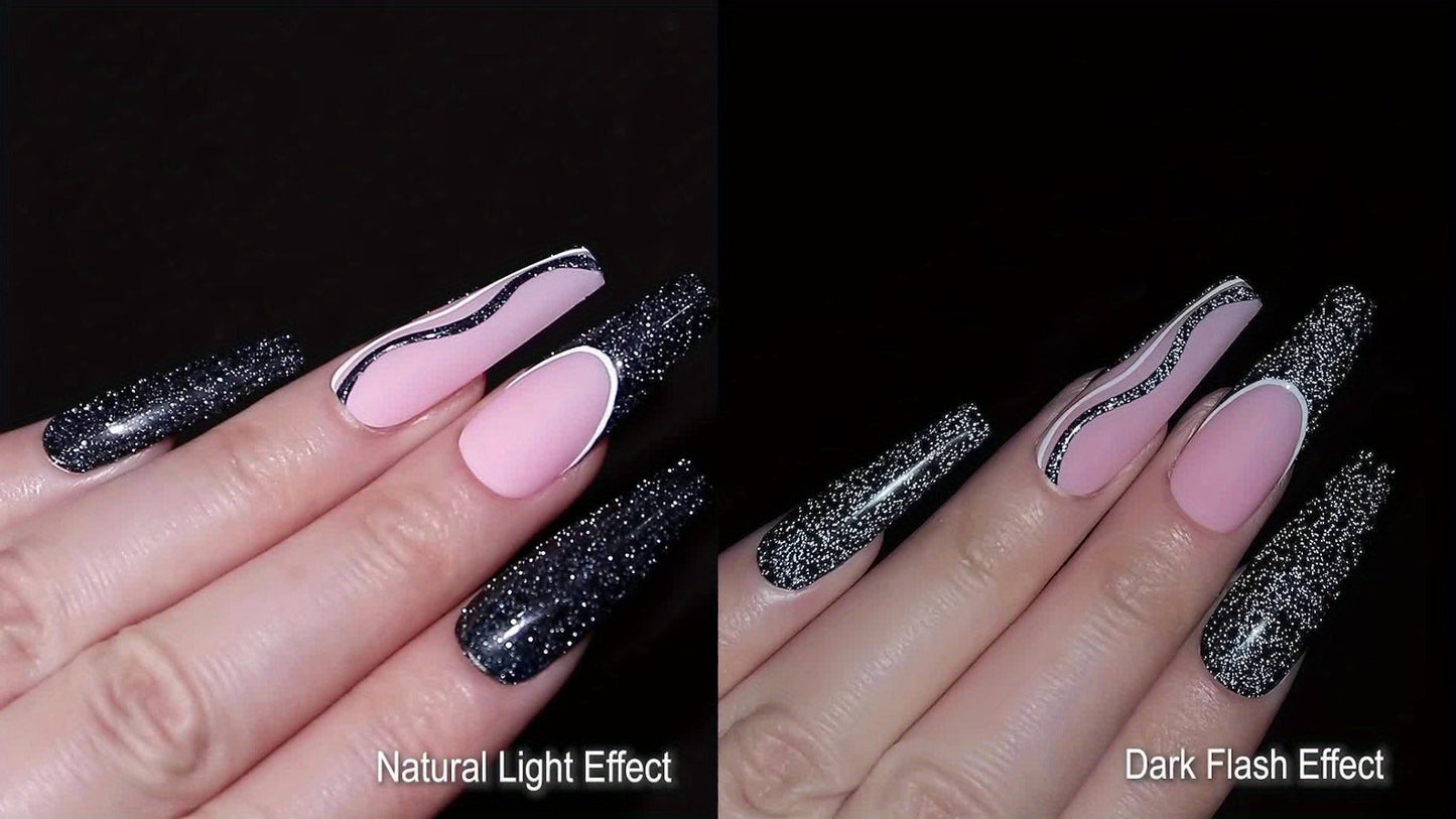 Gel Nail Polish Nine-Piece Reflective Glitter Line Set, 5ml Each for Stripes and Graffiti Nail Art