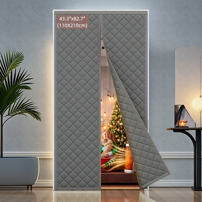 Quilted Magnetic Door Curtain in Grey or Brown with Six Exact Widths and 82.7-Inch Listed Length