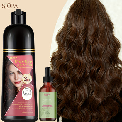Hair Color Shampoo, SJOPA 3-in-1 Bottle-and-Dropper Set with 10 Rose, Brown, Purple and Black Color Options