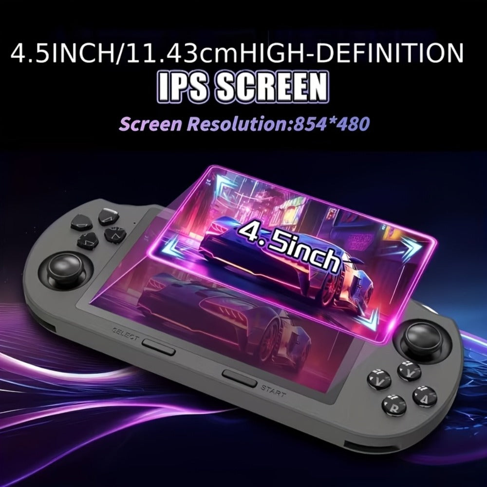 Handheld Game Console SF3000 Blue Console with 4.5-Inch HD Landscape Display, 64GB Options, 3000mAh Battery, Linux